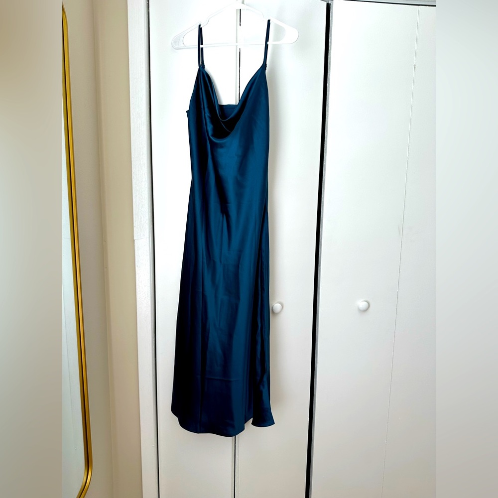 Satin Cowl Neck Dress